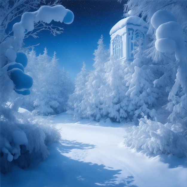 Зимняя страна чудес и показывая снег