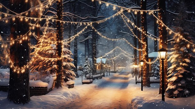 Winter Wonderland with Twinkling Lights