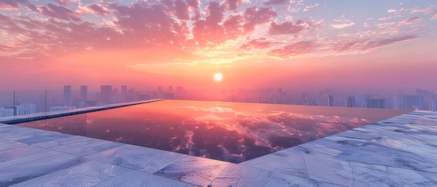 Foto winter zonsondergang over de stad icy river en sneeuwbedekt stedelijk landschap koud en prachtig landschap