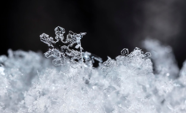 winterfoto van sneeuwvlokken in de sneeuw