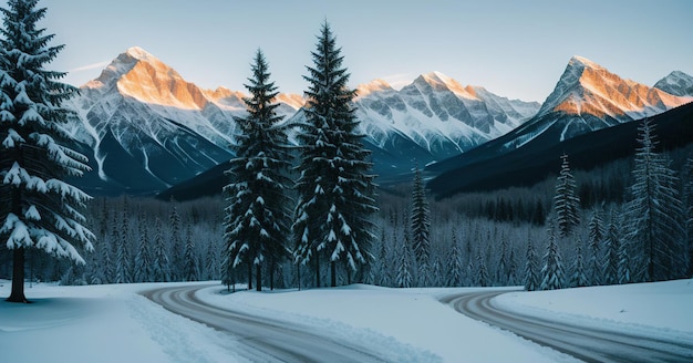 Winterlandschap bergen Generatieve AI