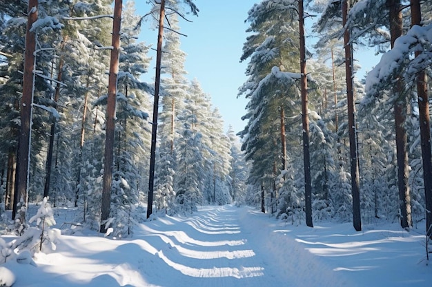 Winterlandschap bomen op sneeuw