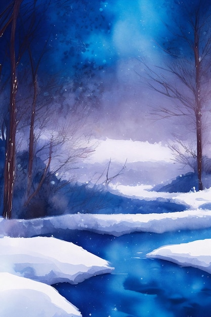 Winterlandschap illustraties achtergrond