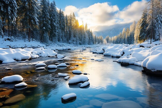 Winterlandschap prachtige natuur achtergrond