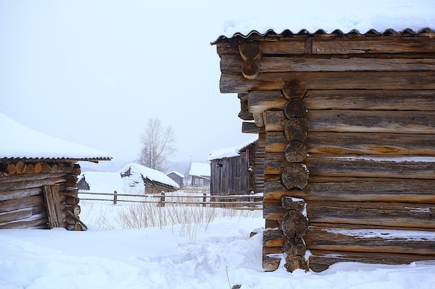 winterlandschap russisch dorp noord houten huis