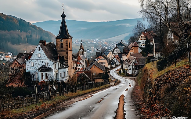 Wintermorgen in velden en wijngaarden met de zon die opkomt uit de as