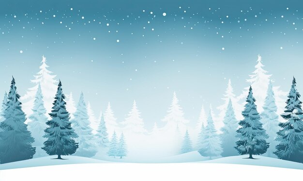 Winternachtlandschap met besneeuwde bomen Blauwe donkere tonen Kerst achtergrond Generatieve AI