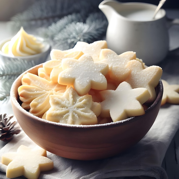 Winterochtendtraktaties met boterachtige koekjes met gesneden suiker