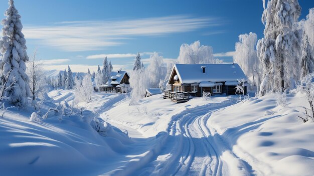 写真 冬は雪に覆われた不思議の国を抱きしめる