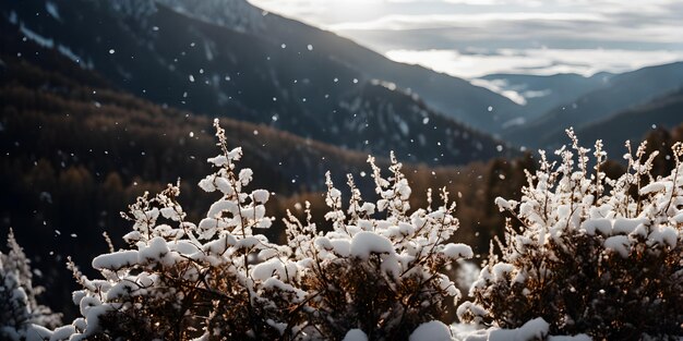 写真 冬は雪の山を抱きしめる