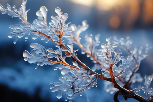 Winterscene Bevroren plantconcept van bevroren natuur