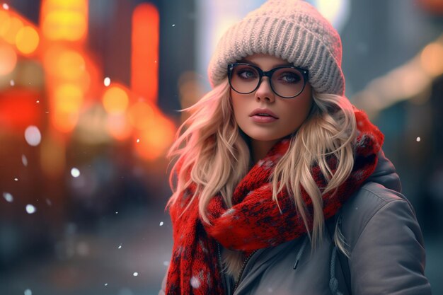 Winterse straatmodefotografie met trendy 00613 00