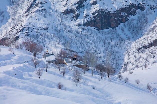 Winterseizoen in het Erzincan-gebergte Drone Foto Kemah Erzinkan Turkije Turkije