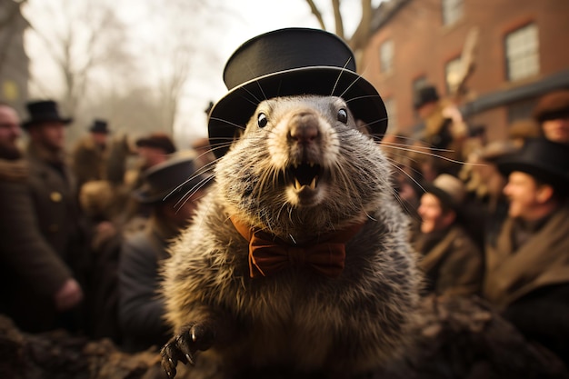 Foto winterslaap eindigt, marmotdag ontwaakt, marmotdagsfoto.