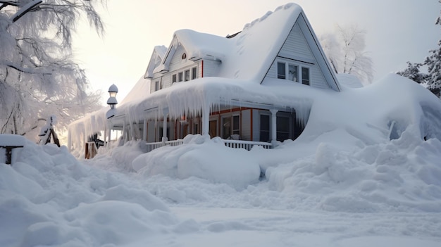 Winterstorm treft het huis.