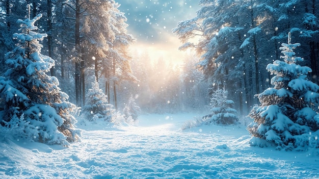 WinterThemed Season Background Snowy And Cold Background With Christmas Trees