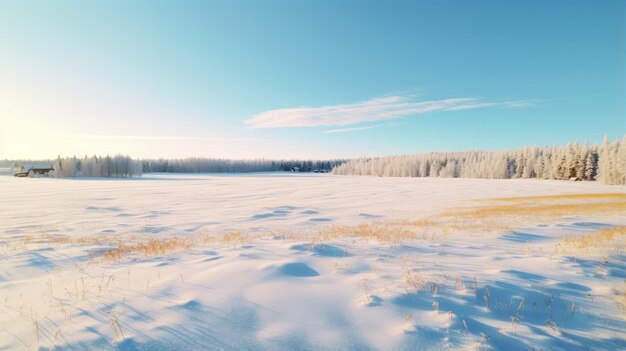 Winterveld op het platteland van Finland Schilderachtig landschap in 8k-resolutie met sociaal commentaar