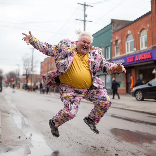 Photo the wintery tumble a striking impression of a plussized blond amidst toronto's snowy streets in t