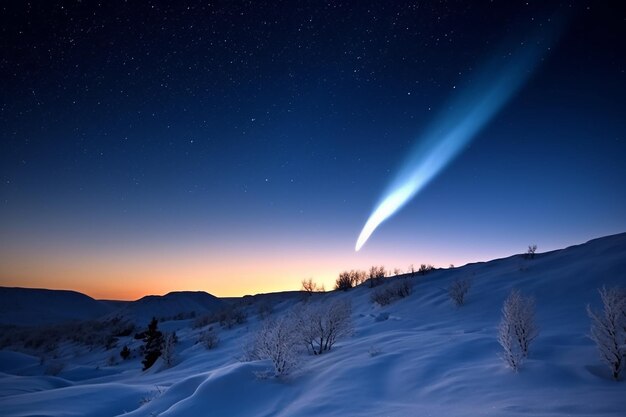 Wintry Landscape Comet's Flight