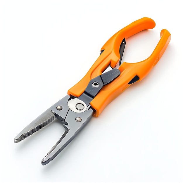 Wire Cutter With Orange Plastic Handle and Silver Steel Body Isolated Clean Blank BG Items Design