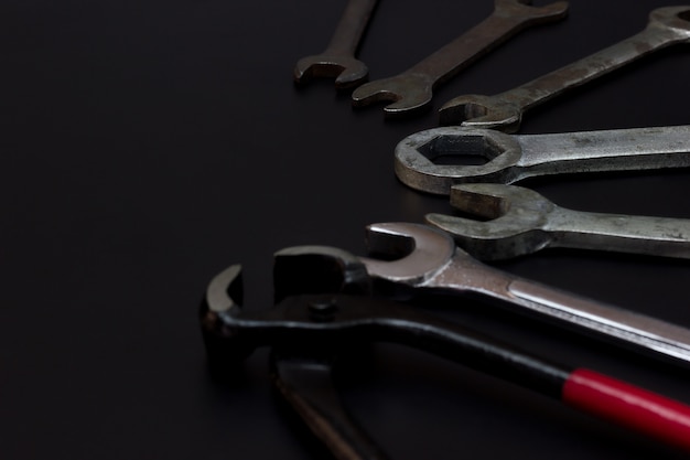 Wire cutters, pliers and wrench