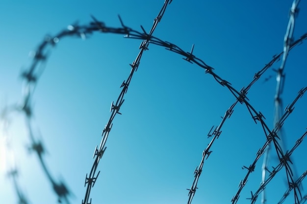 Wire fence blue sky Generate Ai