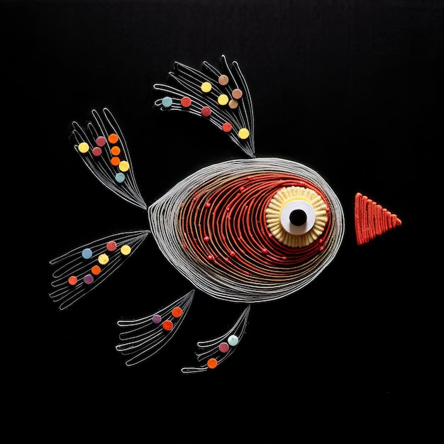 Premium Photo  Wire Fish With Bold Lines And Vivid Colors