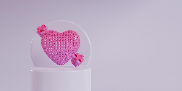 Wire Heart And Gift Boxes 3d Illustration