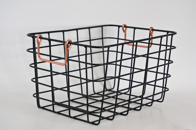 Photo wire metal black storage basket