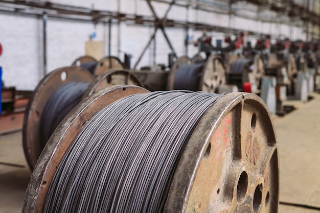 Wire rod, fittings in warehouses.