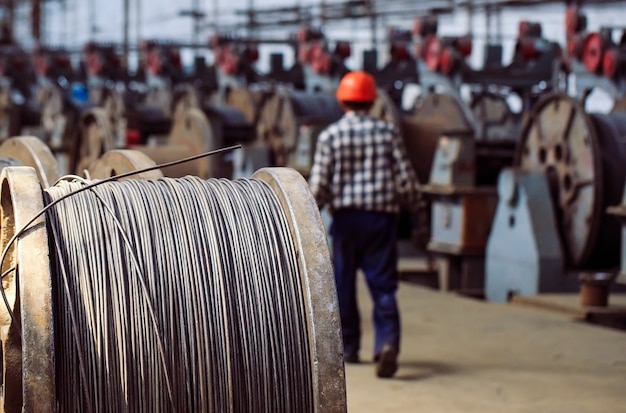 Wire rod, fittings in warehouses.