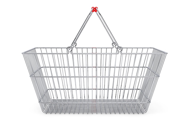 Wire shopping basket on a white background