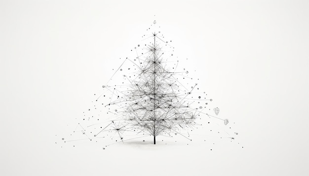 Foto schizzo a matita a mano minimalista dell'albero di natale cablato