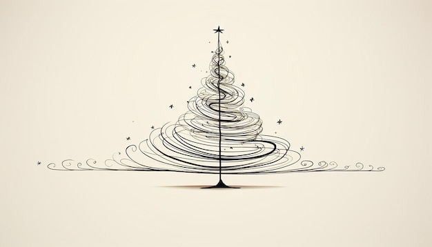 Foto schizzo a matita a mano minimalista dell'albero di natale cablato