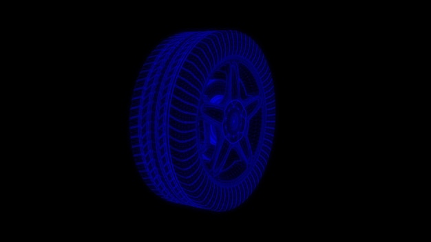 와이어 프레임 자동차 바퀴 검은 배경에 고립