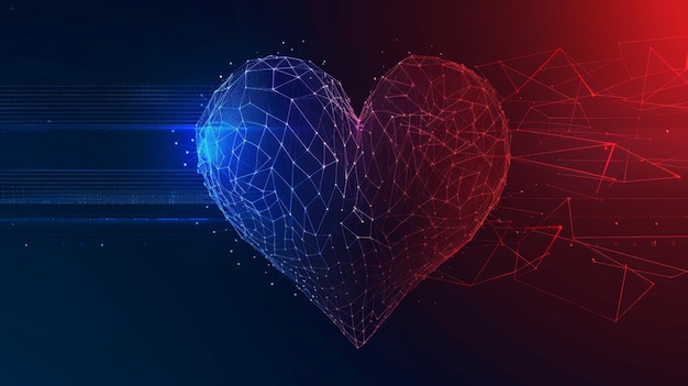 Фото Икона любви, здоровья и дня святого валентина абстрактный объект линейной сетки в форме сердца