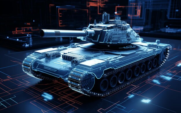 Photo a wireframe tank isolated on a black background