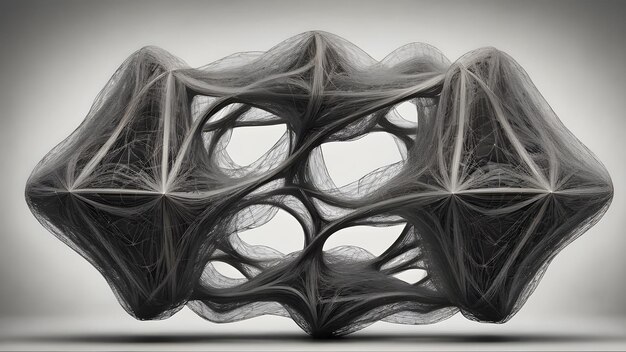 Wireframe van Abstract polygonale geometrische vorm met mesh net punten lijnen en verbindingen AI gegenereerde beeld ai