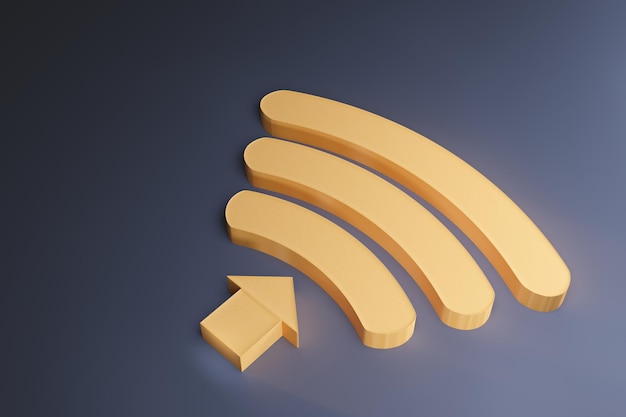 Connessione wireless, concetto di tecnologia moderna. simbolo di casa intelligente, piatto. (rendering 3d)