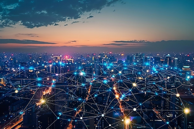 무선 연결 및 연결의 도시 (Generative AI)