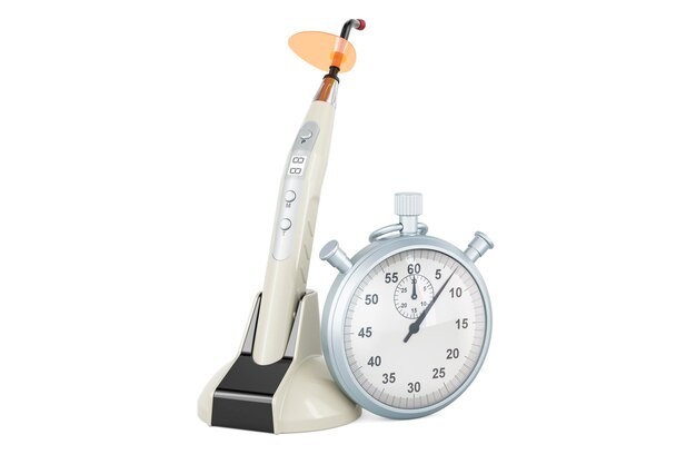 Wireless dental curing light LED with stopwatch 3D rendering