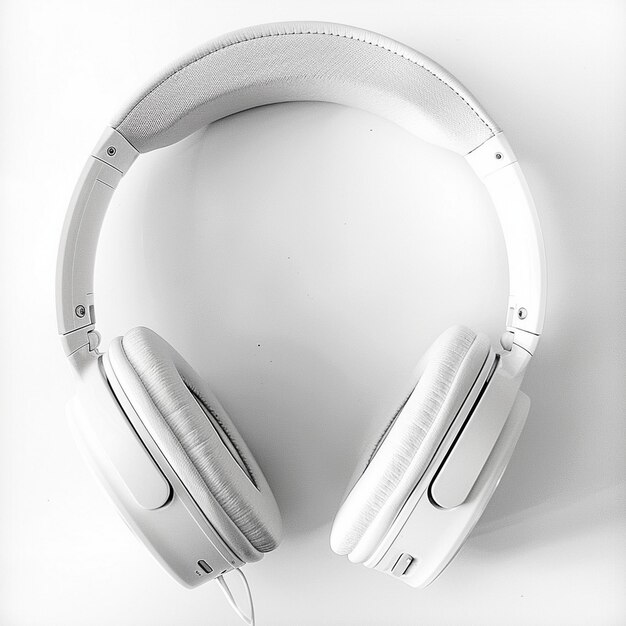 Wireless Headphones on Table CloseUp White Background Photo