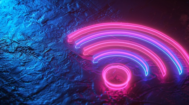 Фото wireless icon neon graphic and creative with internet network and dark background for connection