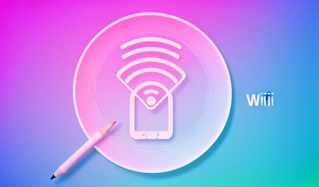 Wireless Imagination Fork and Pencil WiFi Symbol in Bold Gradient