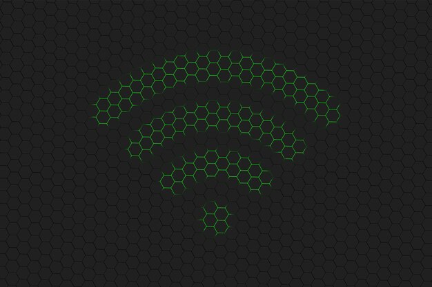 Wireless internet access, free wifi connection, Internet technology, networking concept, Wifi green hexagon