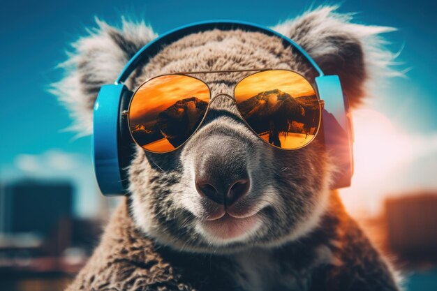 Photo wireless koala headphones generate ai