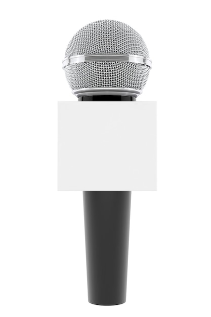 Photo wireless microphone with blank box on a white background. 3d rendering