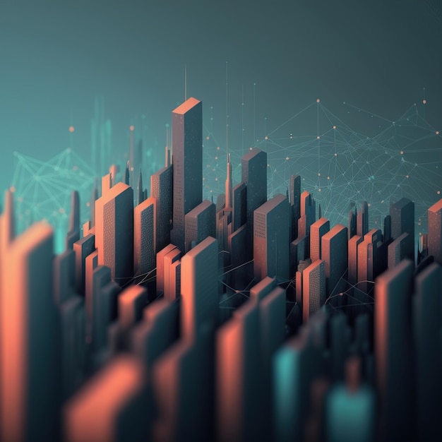 Wireless network and Connection technology concept with Abstract city background