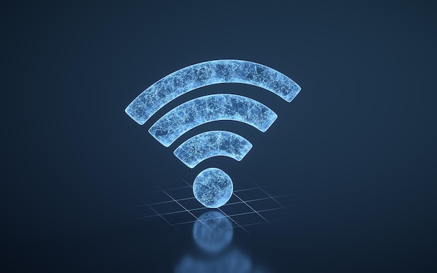 Wireless network technology with wifi sign 3d rendering