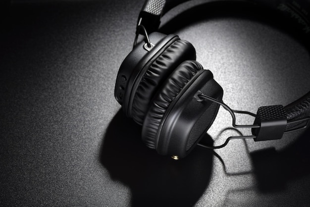 Wireless onear headphones on black background